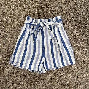 Madewell striped linen paperbag shorts